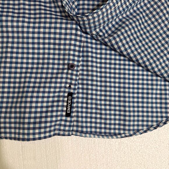 ENYCE Button Up Shirt Mens Small Blue White Check Short Sleeve Pocket‎ - Picture 10 of 12
